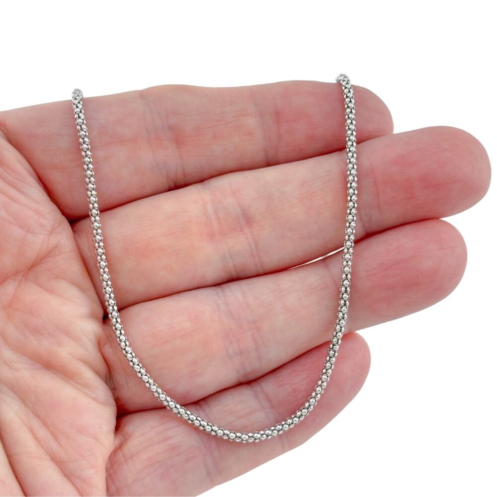 Vintage Italy Sterling Silver 925 Popcorn Chain Necklace 18"